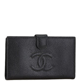 シャネル ココマーク がま口 長財布 ブラック キャビアスキン レディース CHANEL 【中古】